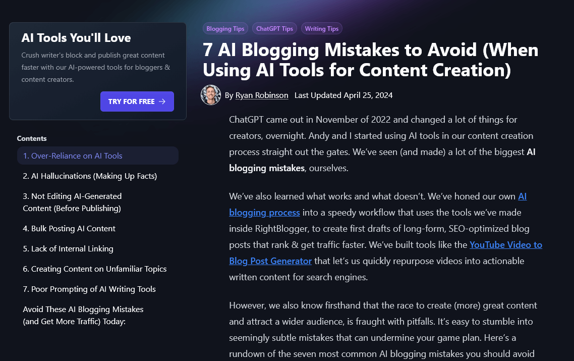 Blog post example of a mistakes to avoid post