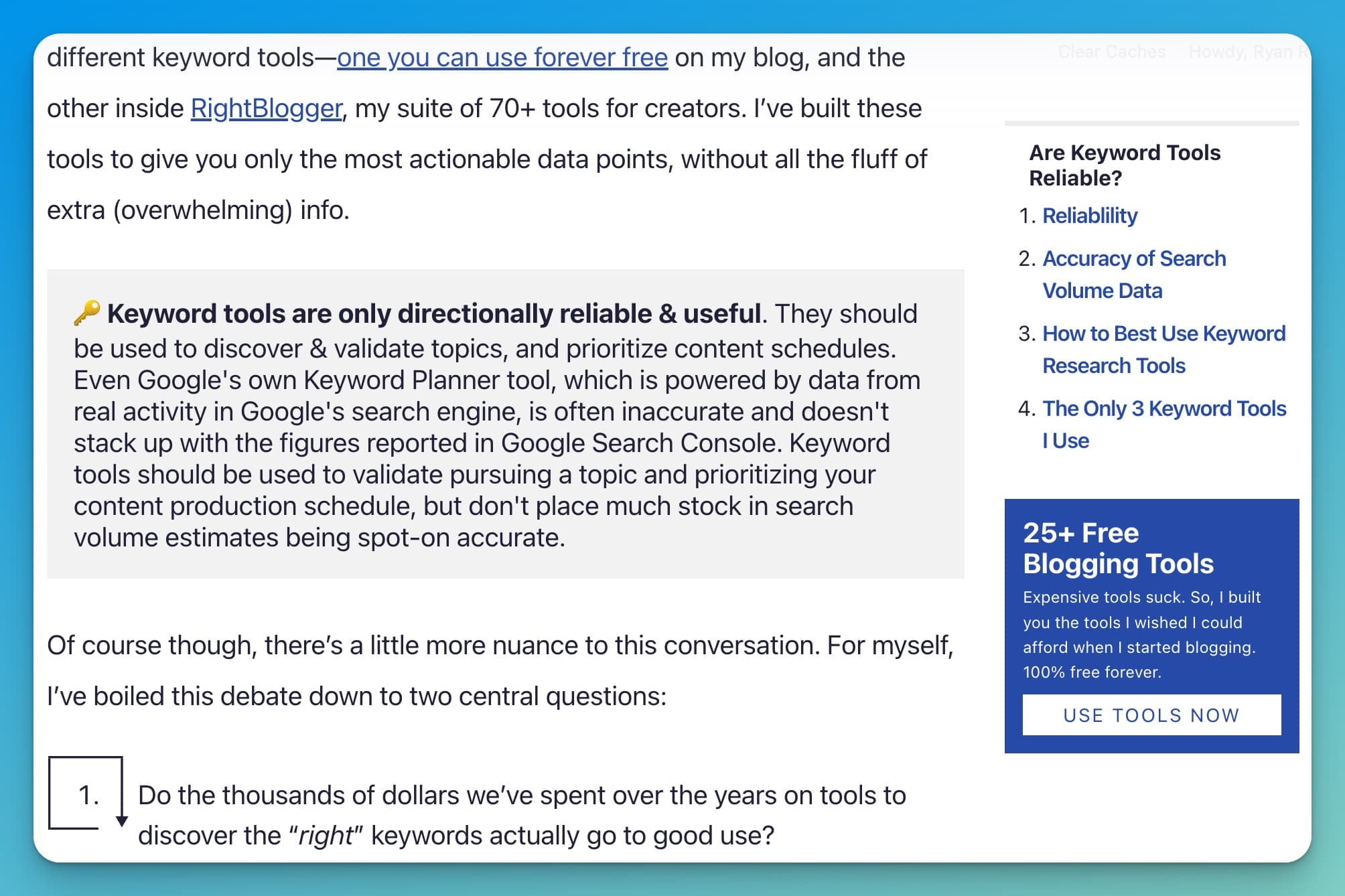 Key Takeaway Formatting Box (Screen Shot)