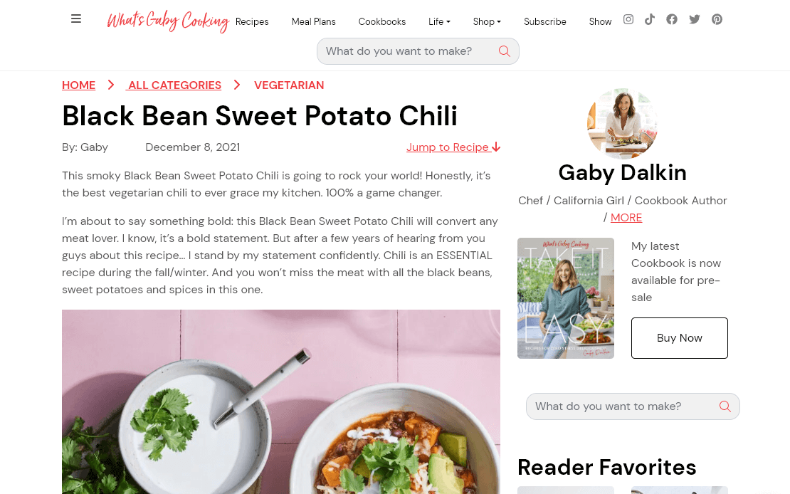 Blog post example of a recipe post