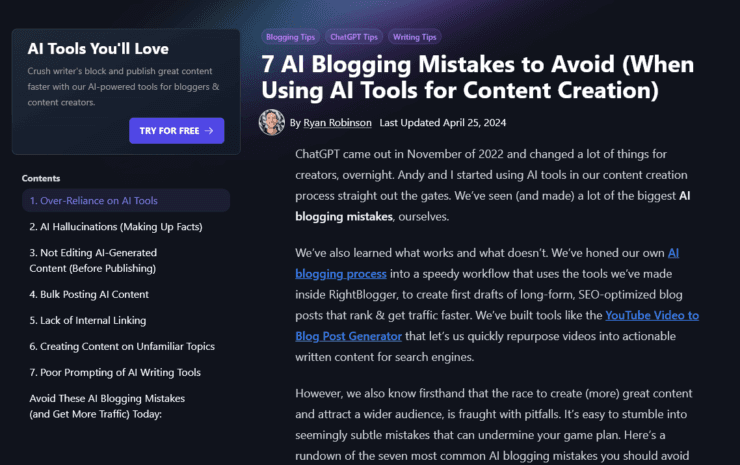 Blog post example of a mistakes to avoid post