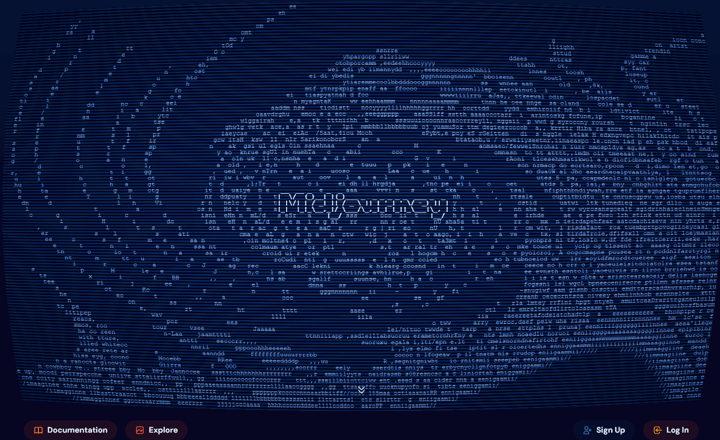 Homepage of the AI content creation tool Midjourney