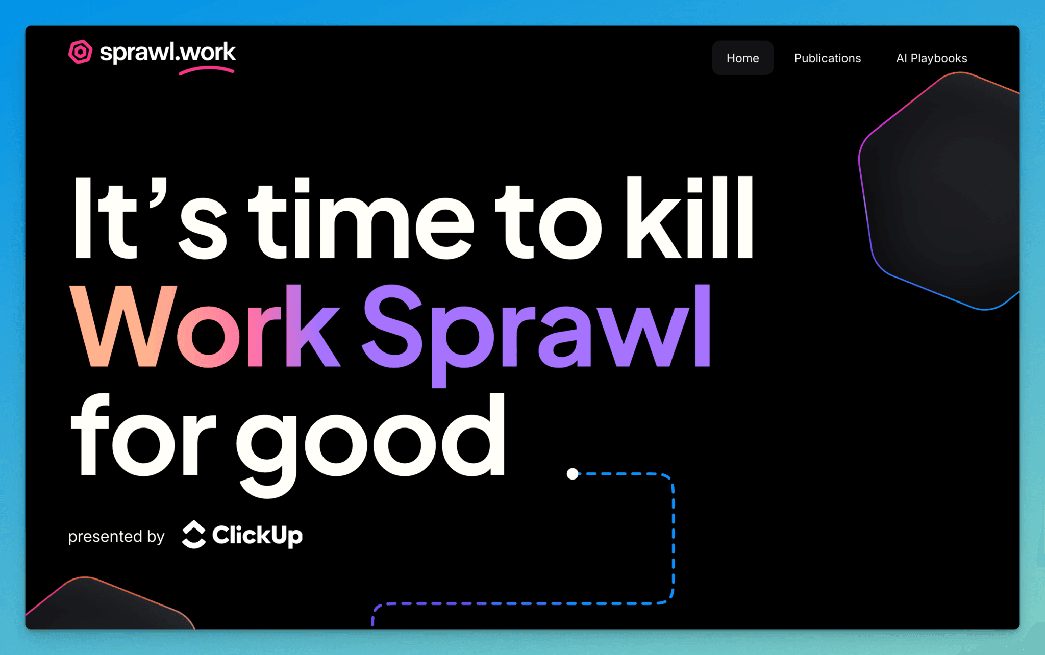 Sprawl.work site Example (ClickUp Marketing Review)