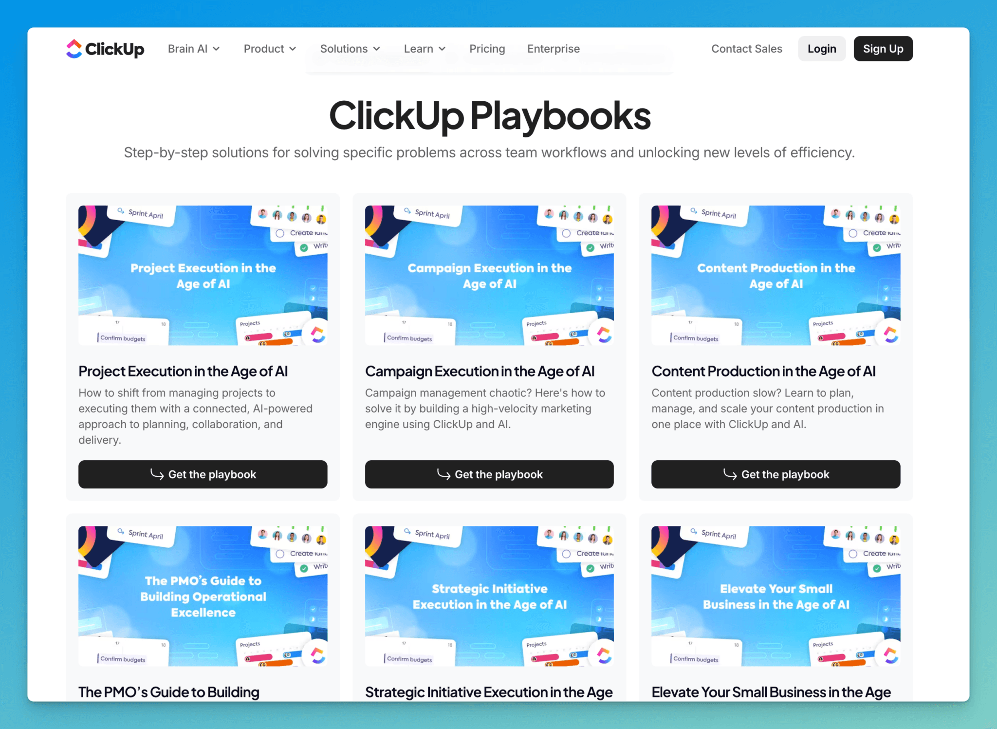 ClickUp's Outdated Marketing Playbooks Content