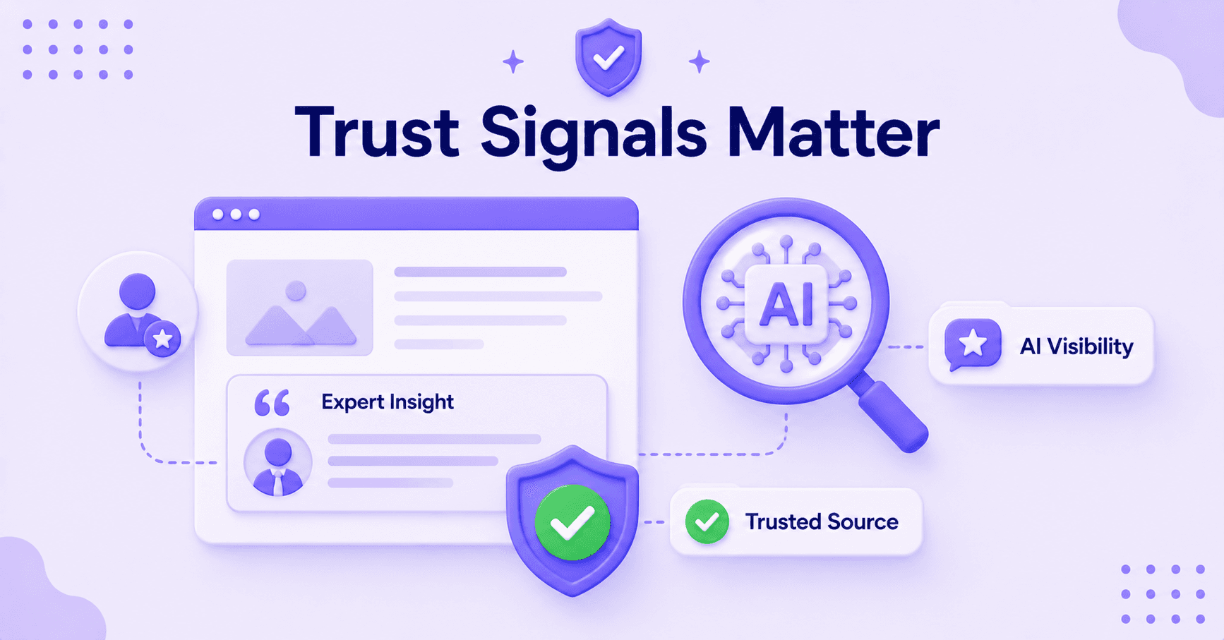 Trust signals and expert insights helping improve AI search visibility.