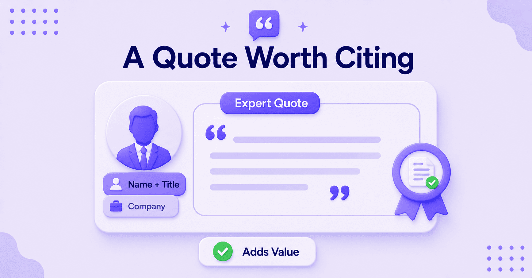 Expert quote card with author credentials and verified source badge.