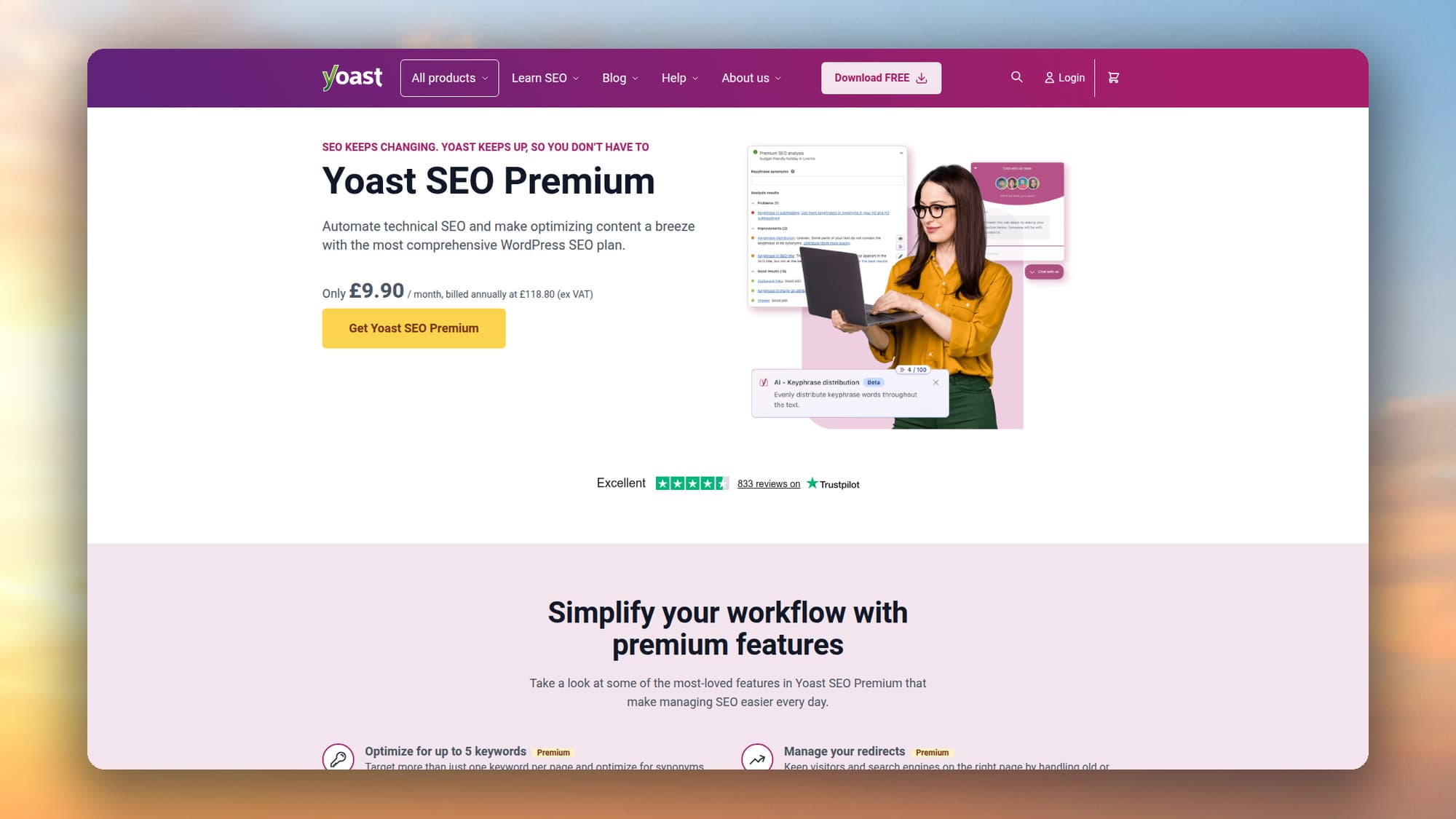 Yoast SEO Premium page