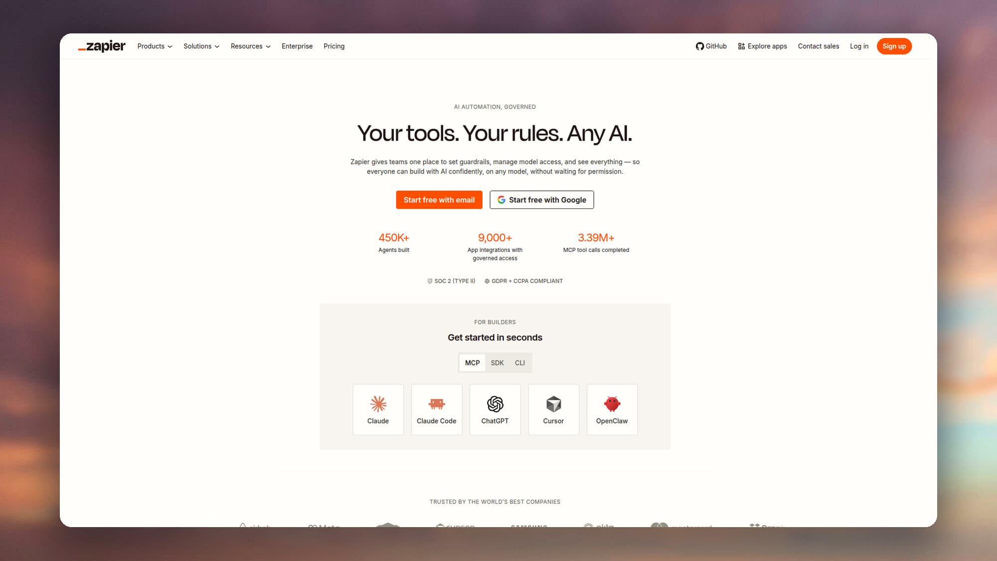 Zapier homepage