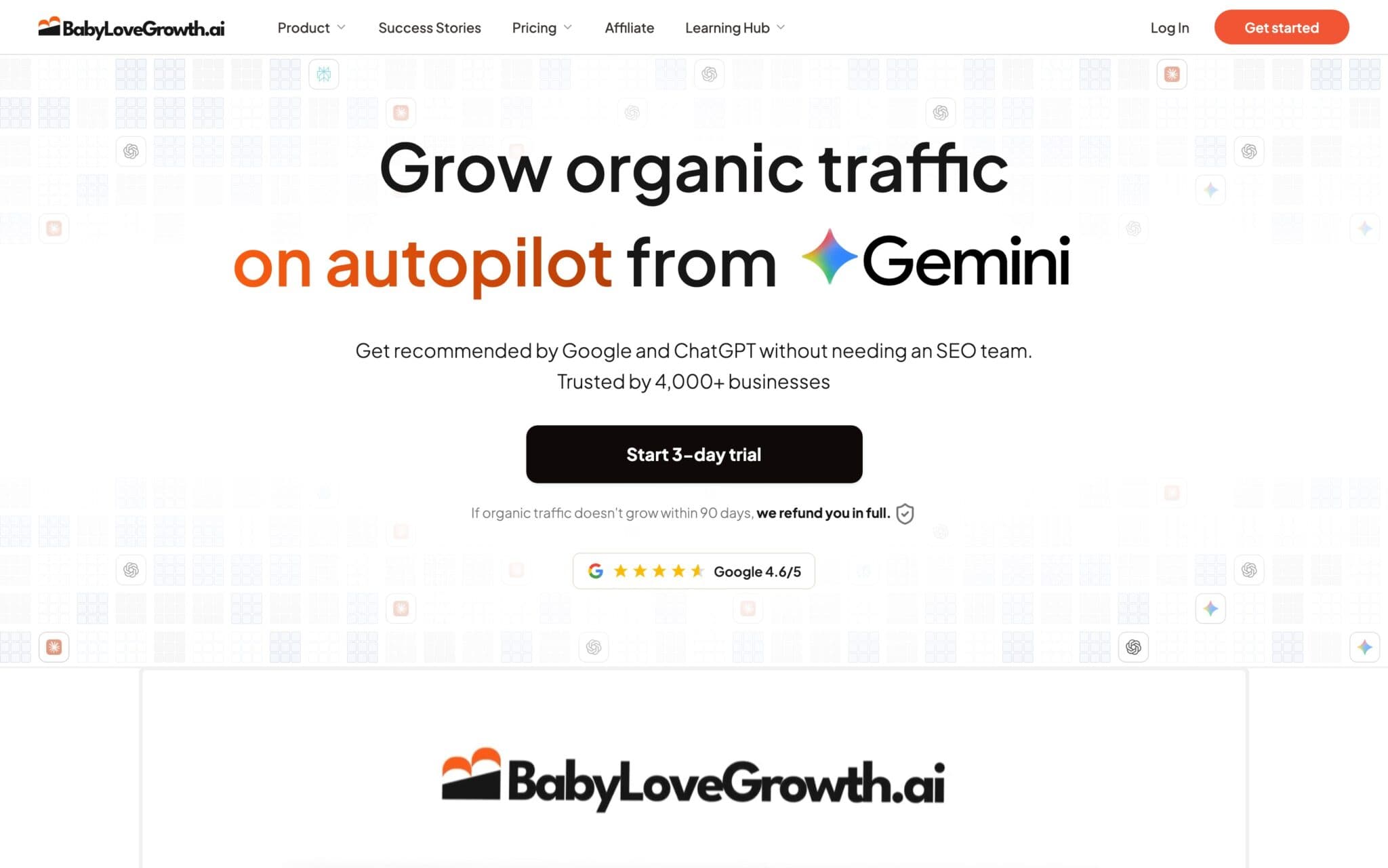 BabyLoveGrowth homepage: Grow organic traffic on autopilot