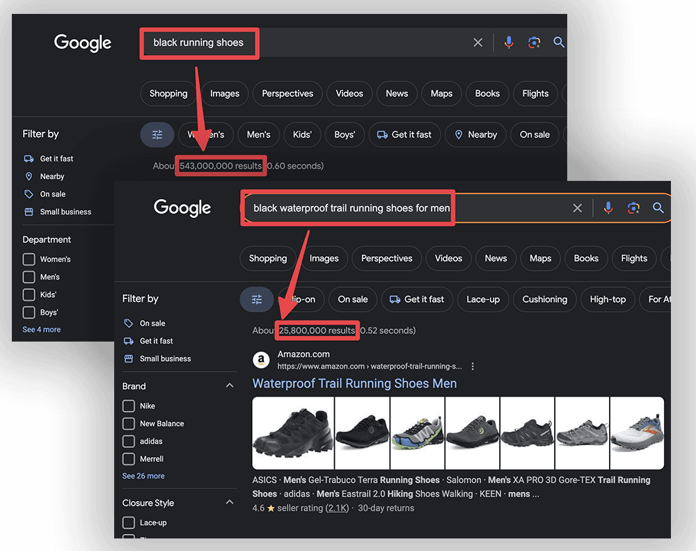 Long-Tail Keyword Example (Screen Shot)