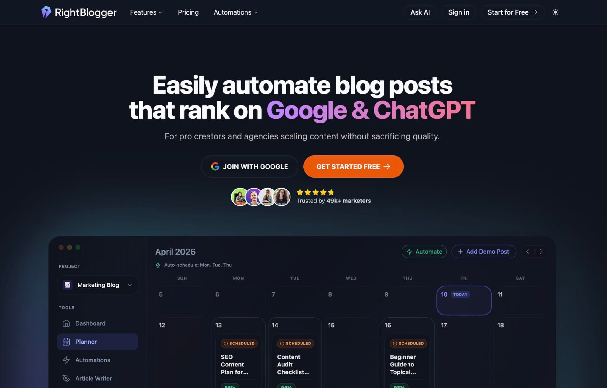 RightBlogger homepage