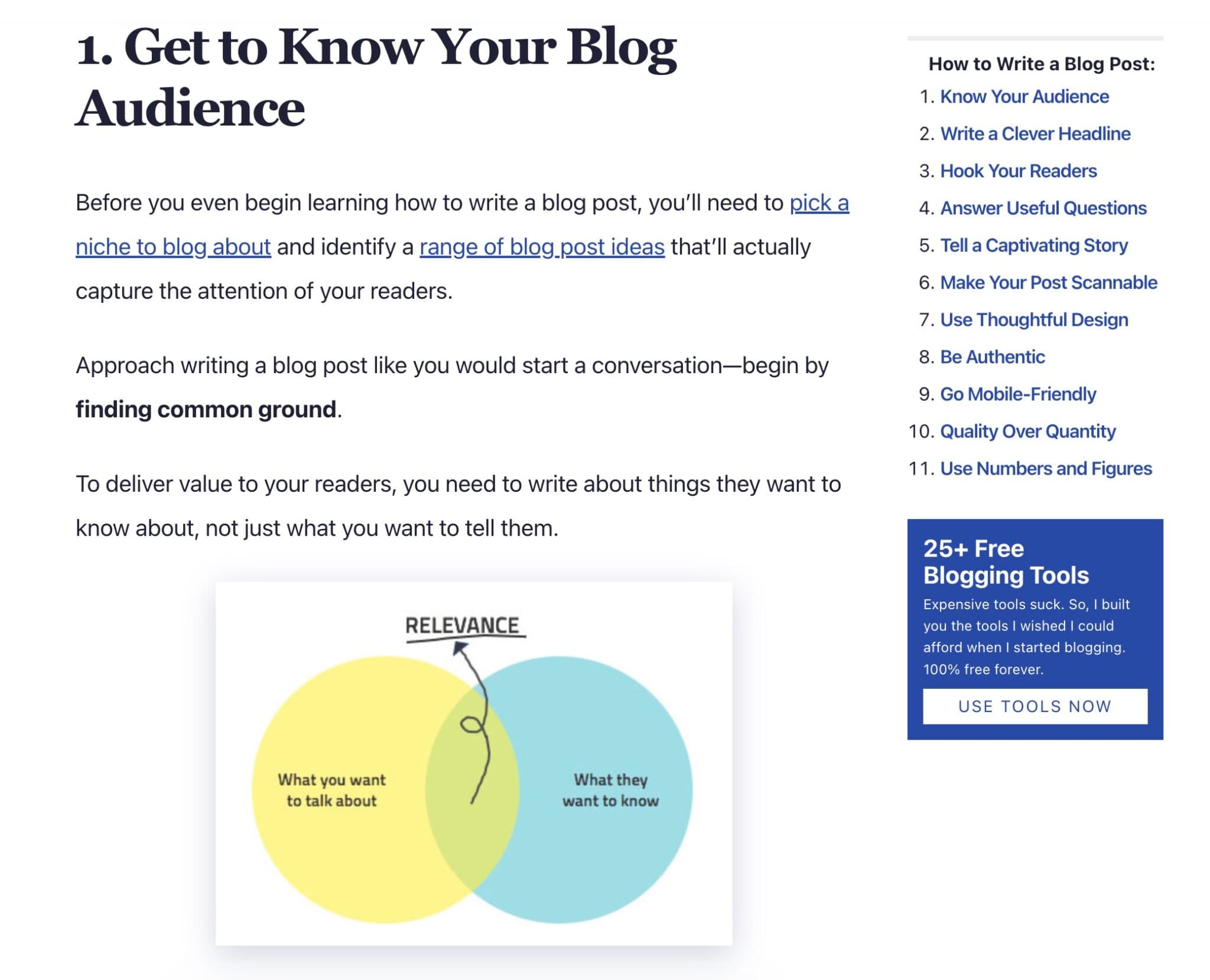 Example of a Skimmable and Readable Blog Post (Screen Shot)