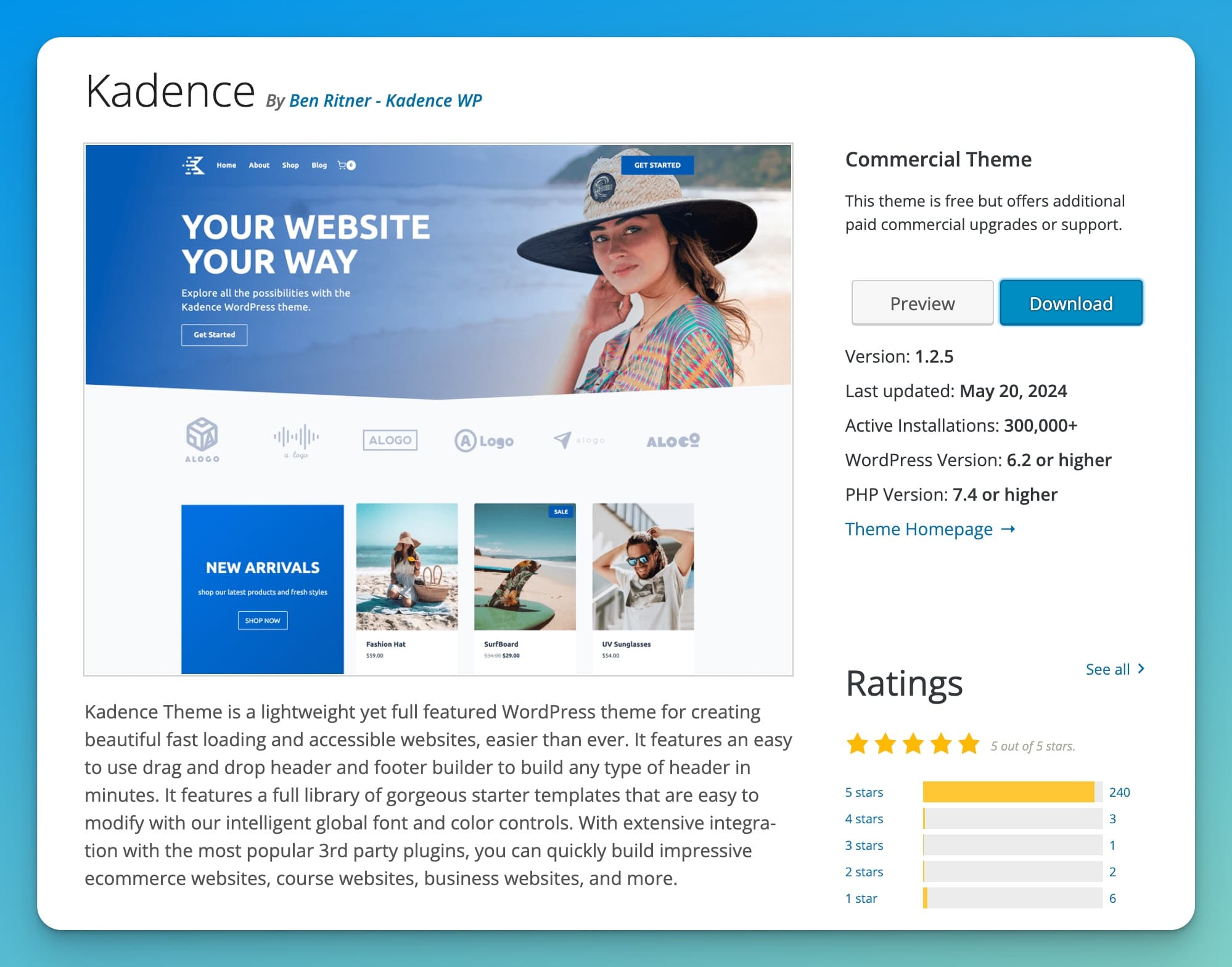 How to Choose a WordPress Theme (Kadence Free Theme Screen Shot)