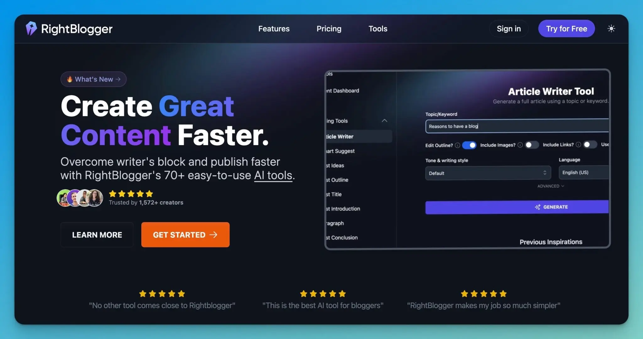 RightBlogger-AI-Blogging-Tools
