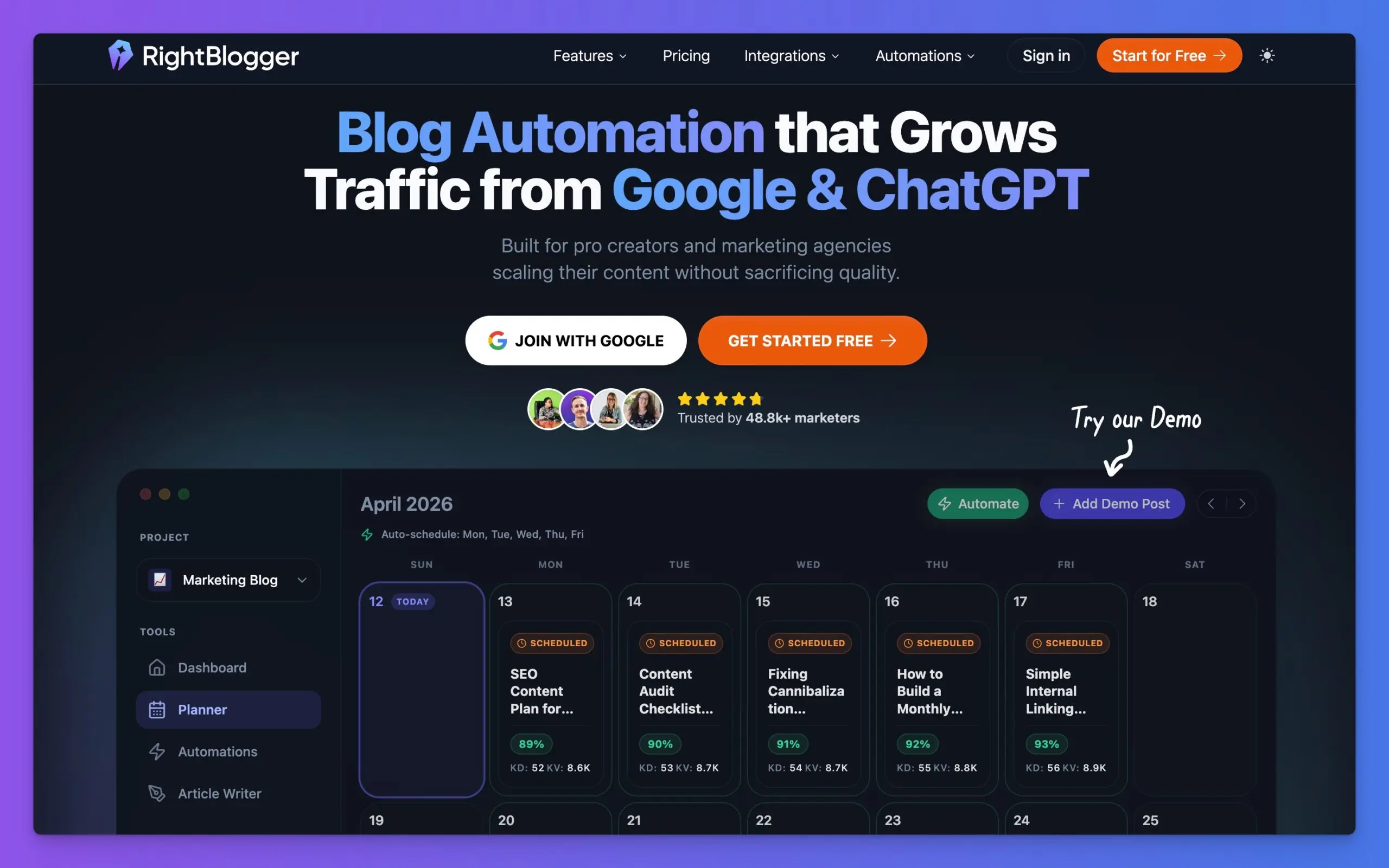 RightBlogger Blog Automation System (Autoblogging) for SEO and AEO Content Automation