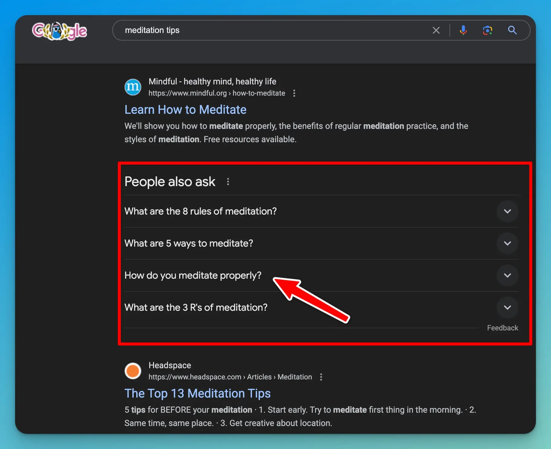 People Also Ask Google Search Result Example (Screen Shot)