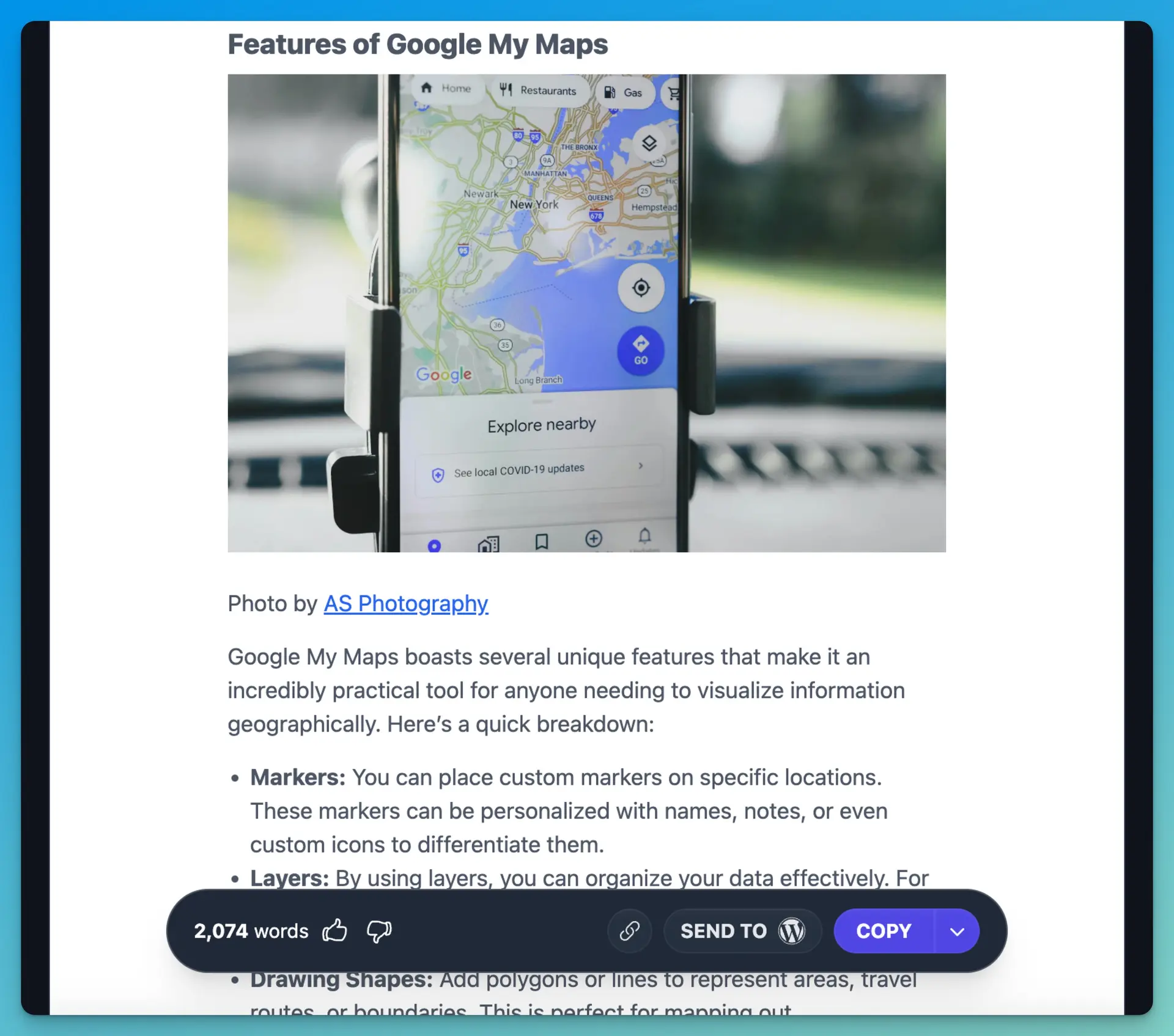 Example of AI Article Writer in RightBlogger (Formatting)