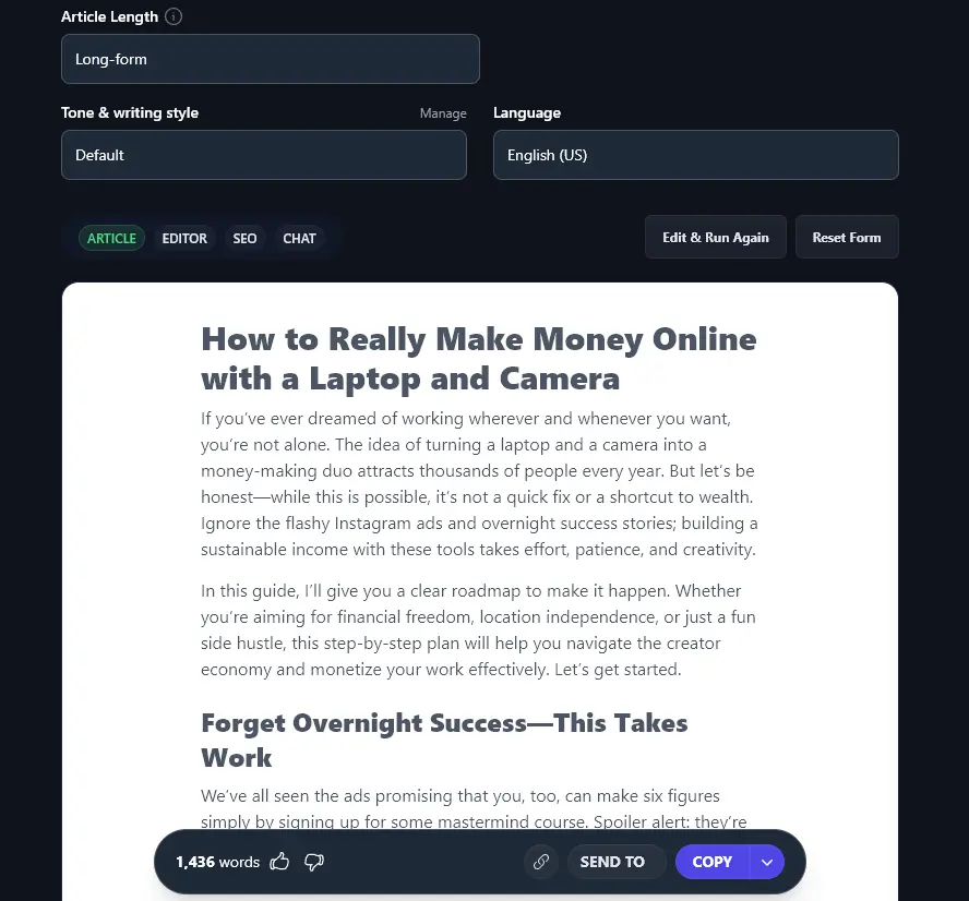Video to blog output