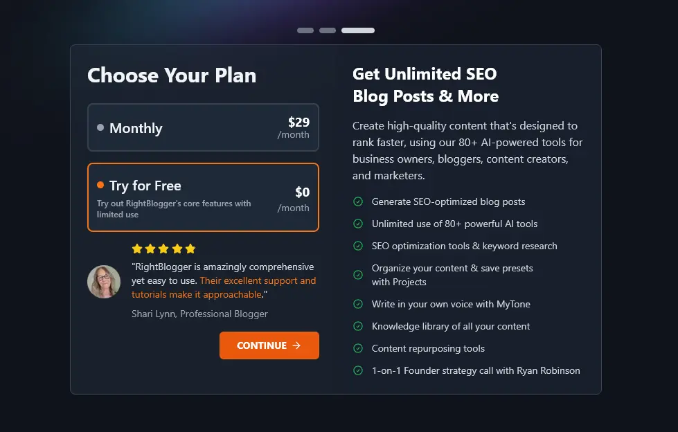 Keep the free plan selected