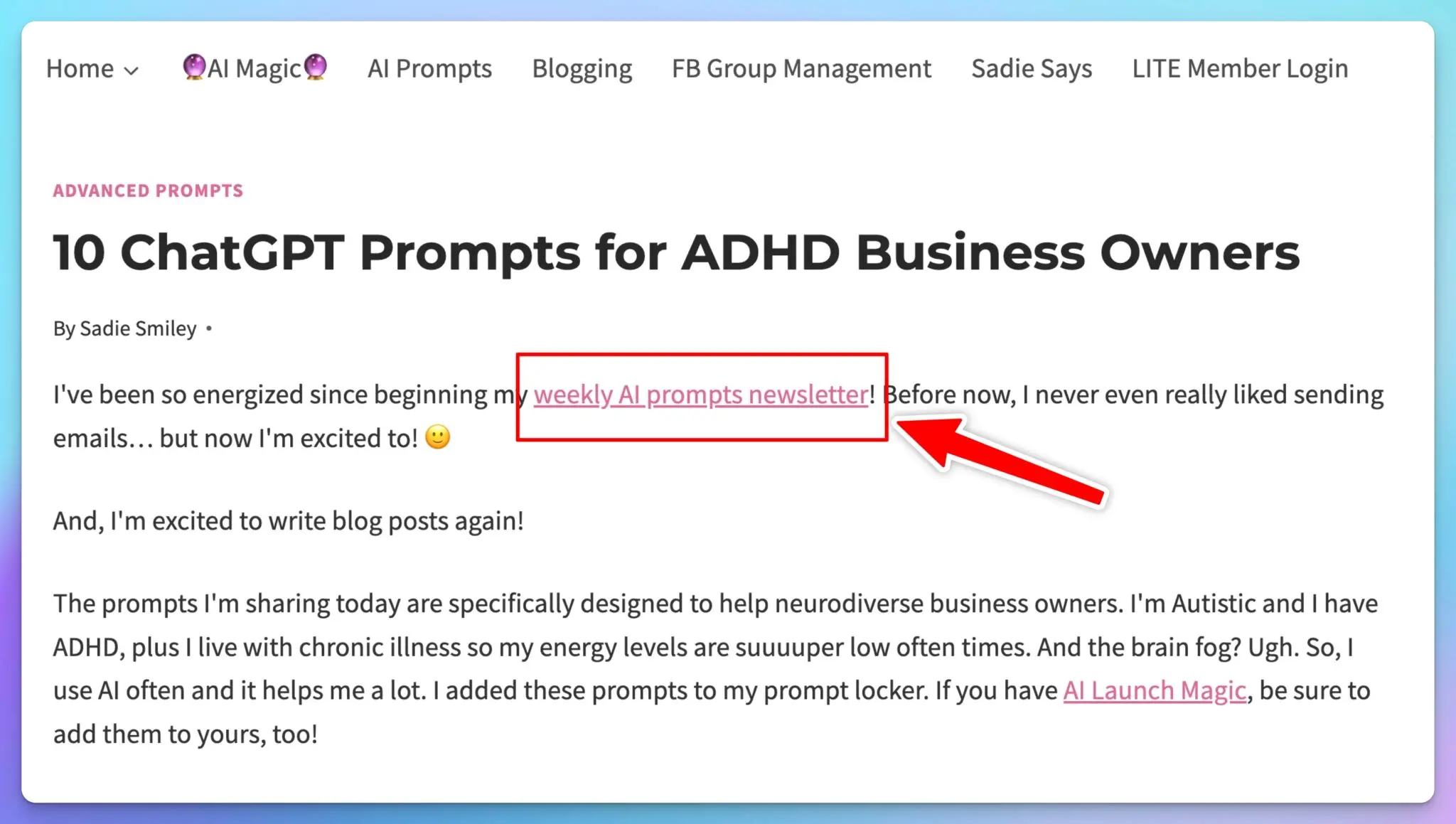 Email Newsletter Signups to Drive Traffic and Monetize a Blog (Sadie Example)