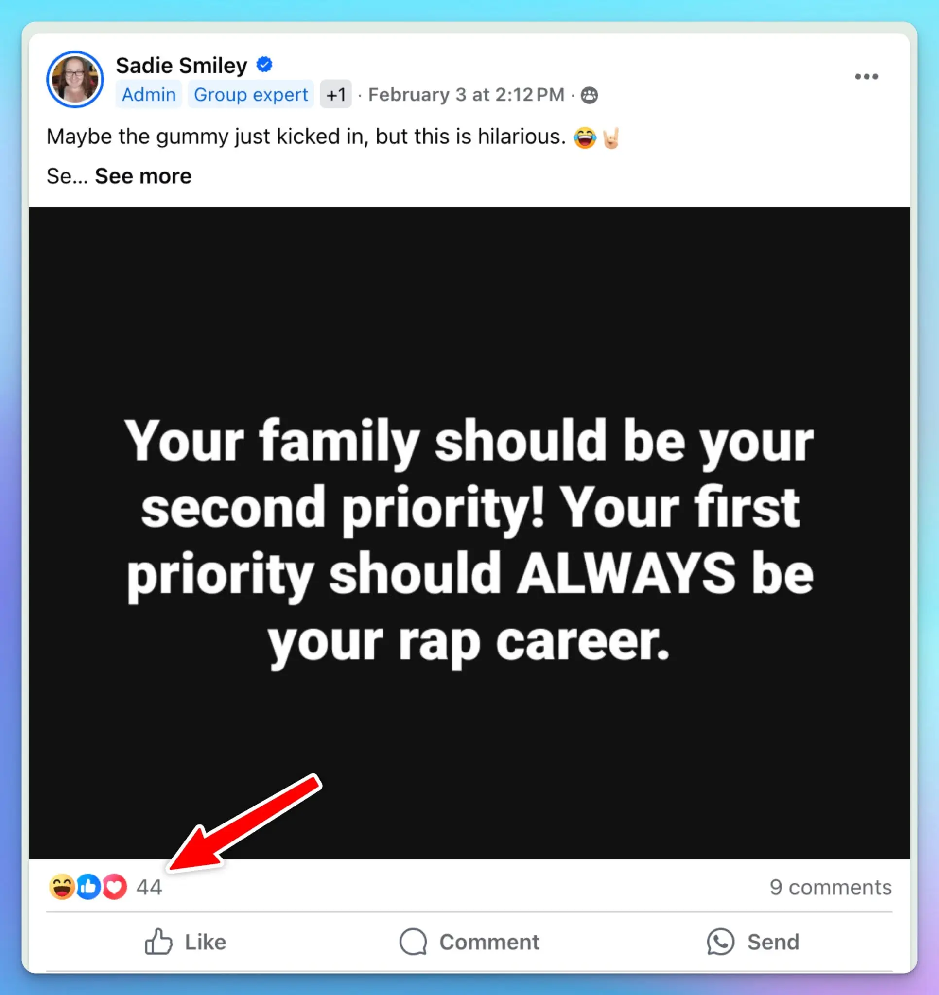 Facebook Engagement Example (Sadie's Group)