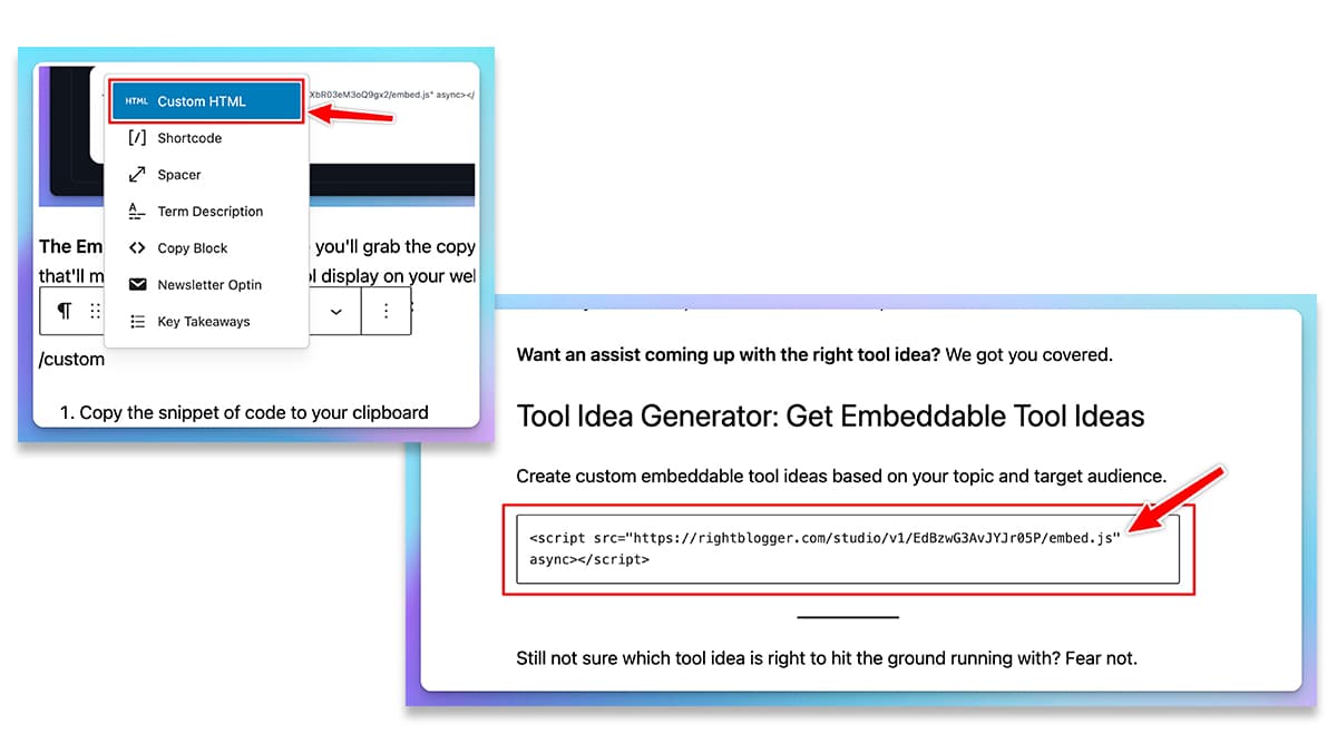 How to Embed an AI Tool in Your Website (Screen Shot) Code Snippet Explainer