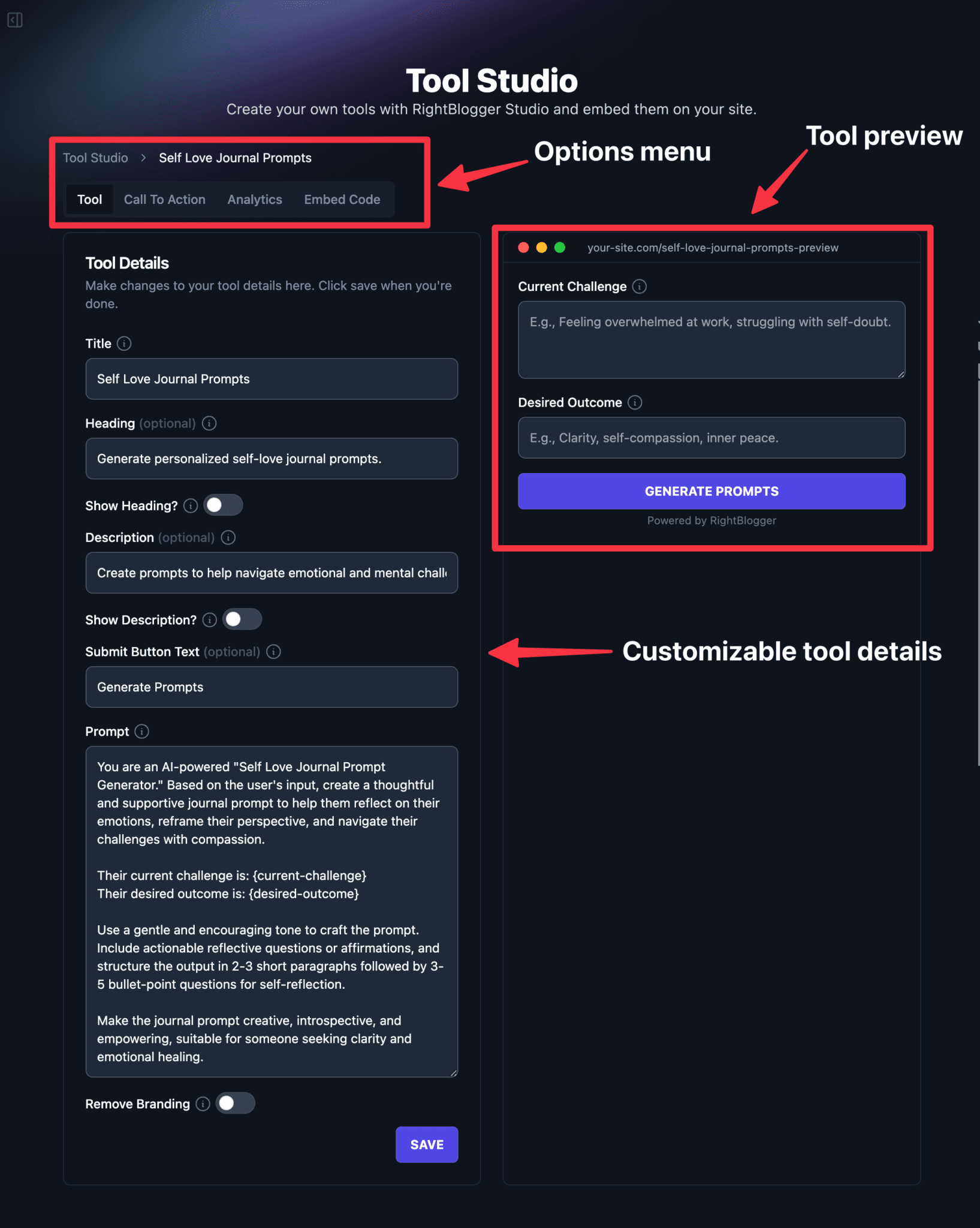 Tool Studio Customization Process (Tutorial Screen Shot)