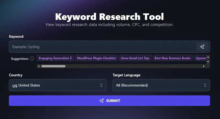 RightBlogger's Keyword Research Tool