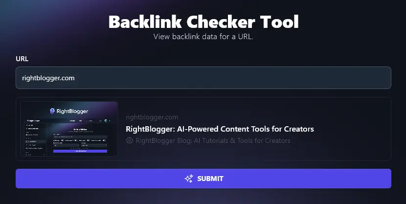 Entering a URL into the AI Backlink Checker Tool
