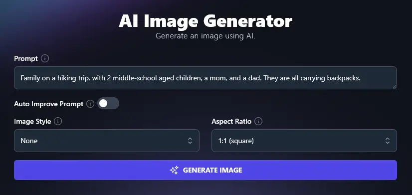 Entering a Detailed, Descriptive Prompt into the AI Image Generator