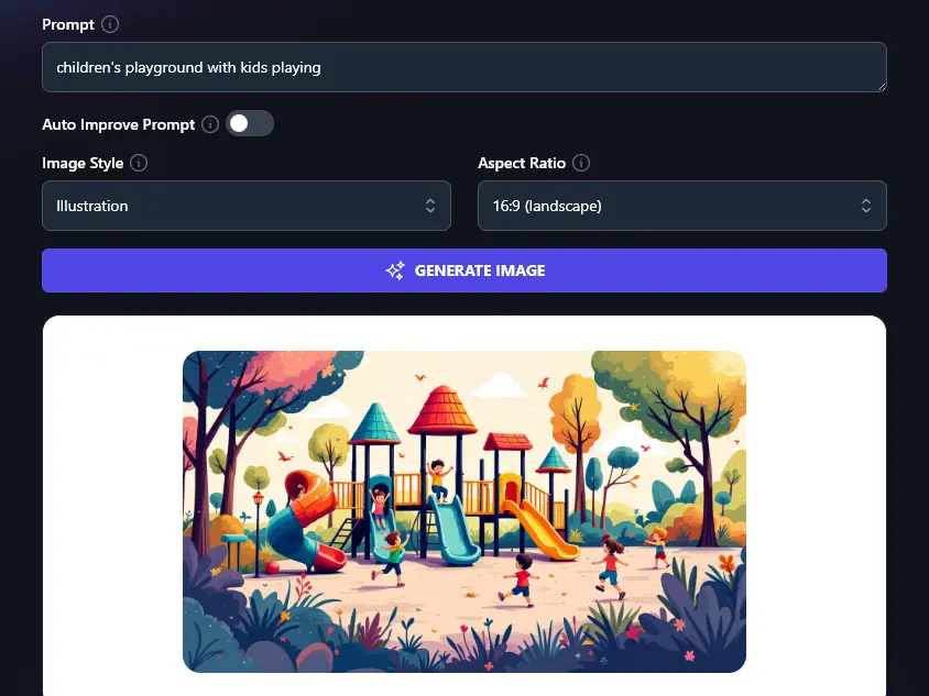 AI Image Generator Creating an Illustration of Children Playing in a Playground