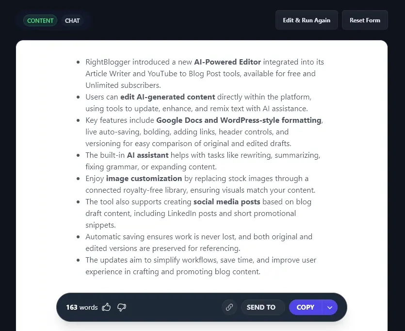 Creating a Short Summary of the Blog Post Using the Key Takeaways Generator