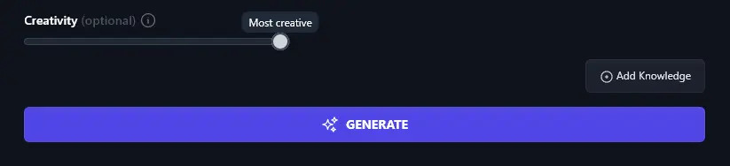 Adjusting the Creativity Slider in the Key Takeaways Generator
