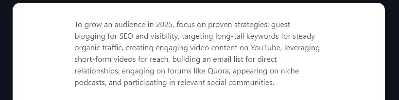 A Summary of a Blog Post, With List Format Off