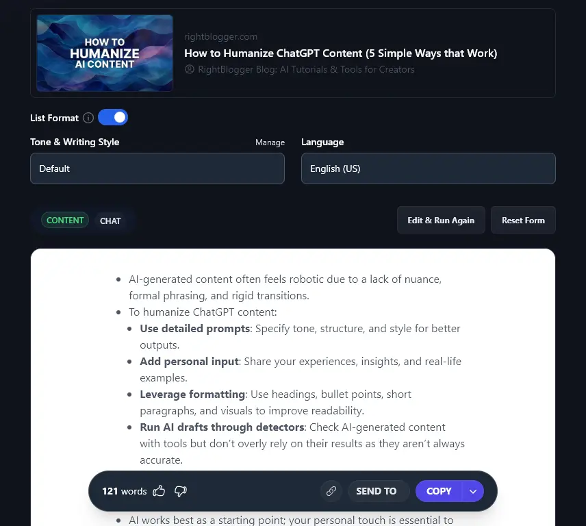 Generating a Bullet Point Summary of an Article With the Key Takeaways Generator