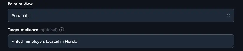 Entering a Target Audience for the LinkedIn Headline Tool