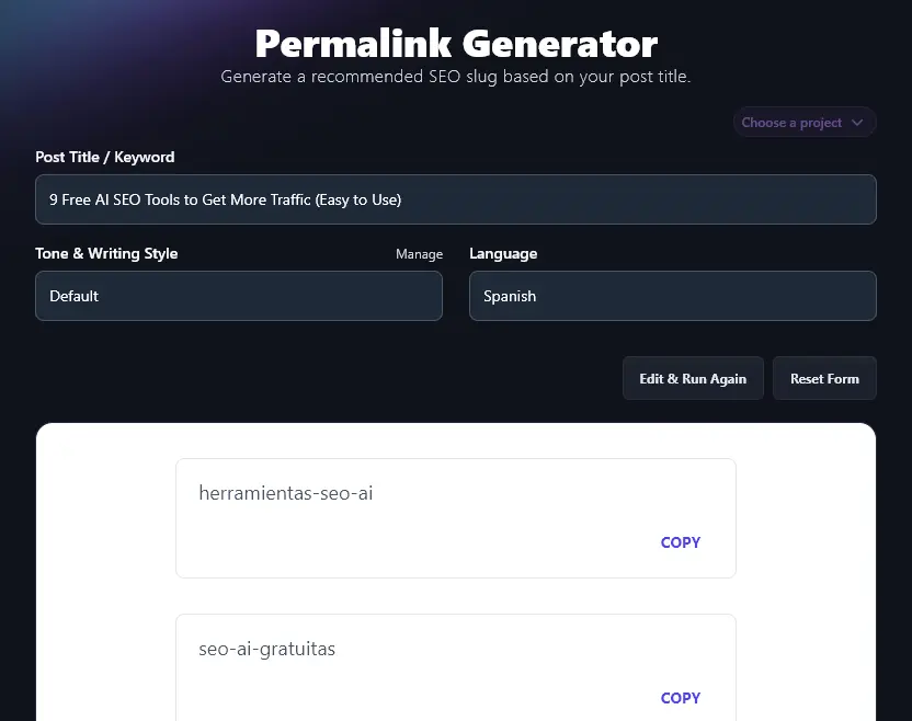 Example of Permalinks in Different Languages (URL Screenshot)