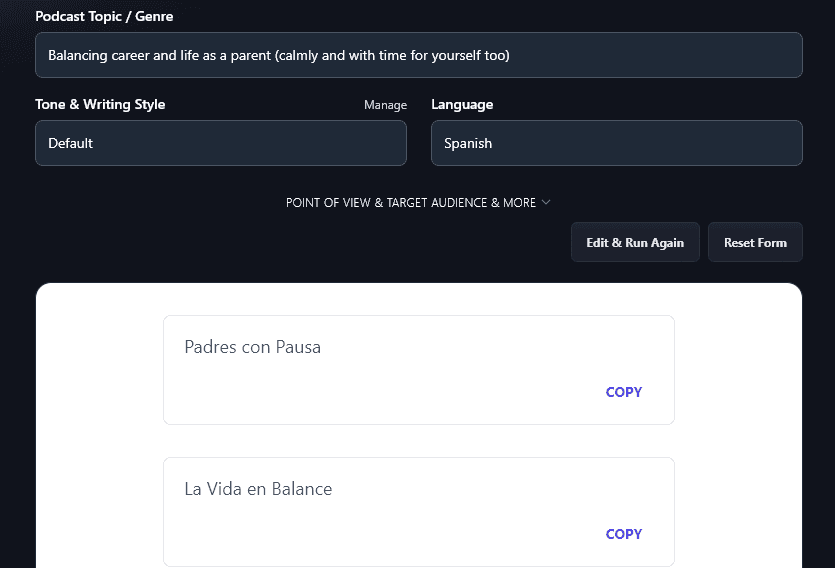 Creating Podcast Names in Spanish Using the Podcast Name Generator Language Options