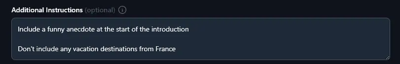 Adding Any Special Requests for the AI to Follow as it Creates the YouTube Script Outline