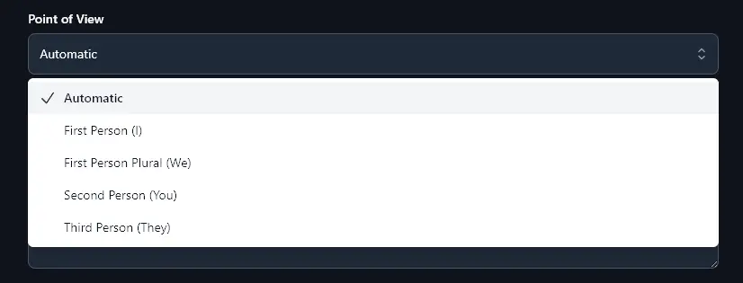 Selecting the Point of View to Use in the YouTube Outline