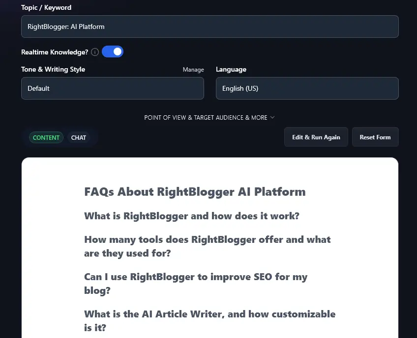 Creating Just a List of Questions Using the AI FAQ Generator