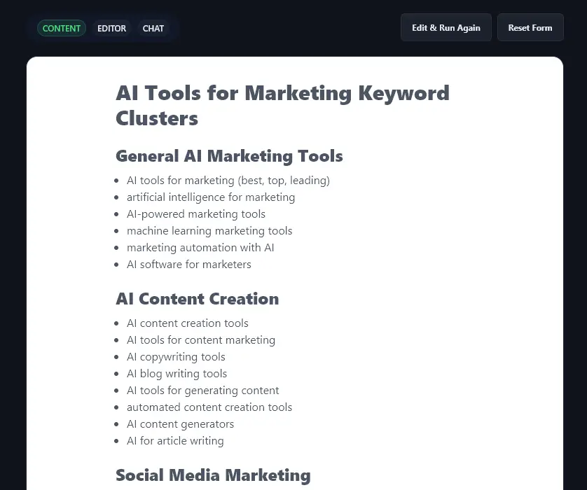 Running the Keyword Cluster Tool With a More Specific Keyword/Topic as a Starting Point