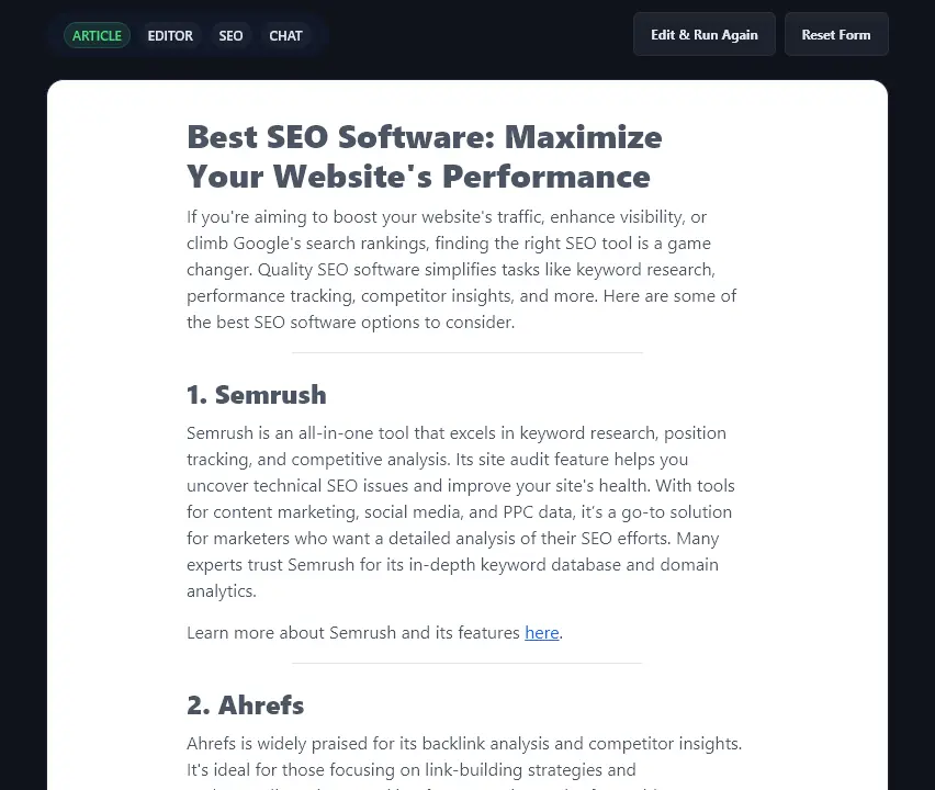 The Start of a Listicle (List Article) Generated by the RightBlogger Listicle Writer Tool