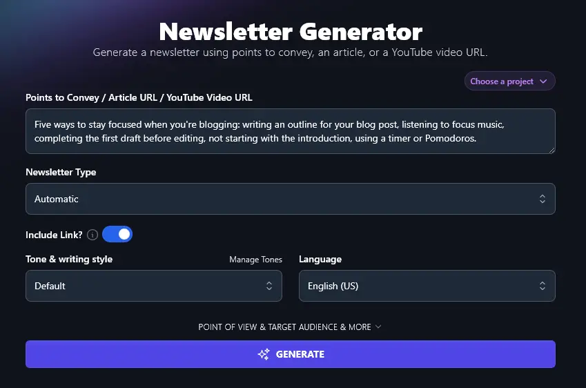 Listing Points to Convey for the Newsletter Generator to Incorporate in the Newsletter