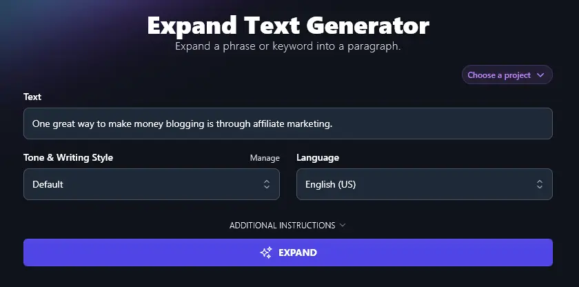 Selecting a Language for Your Expanded Text