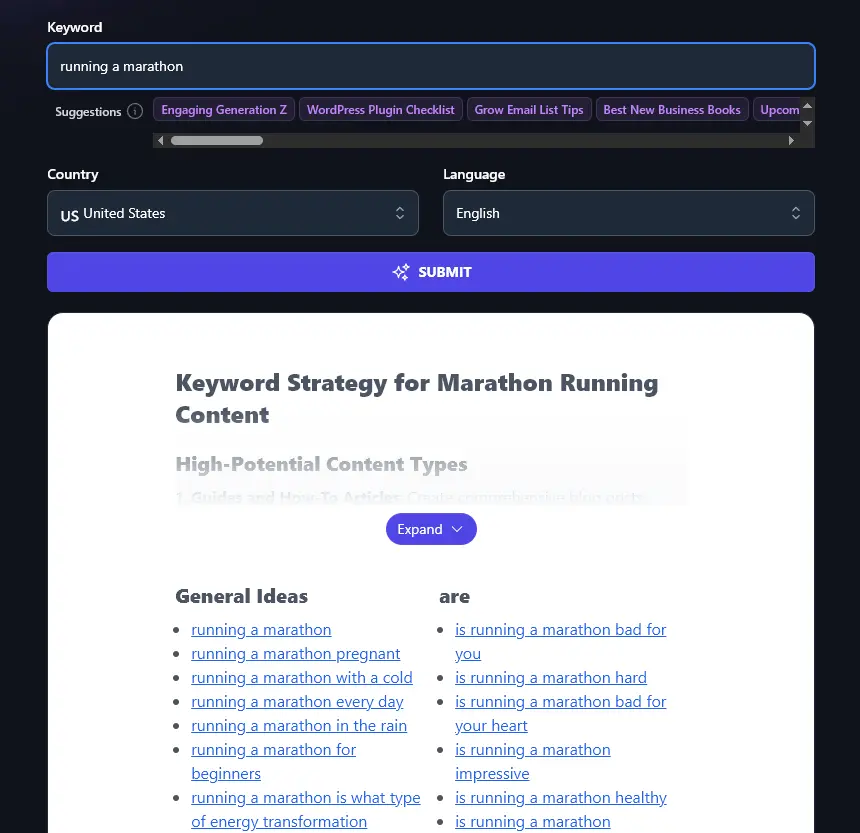 Viewing Your Results for the People Also Ask Tool