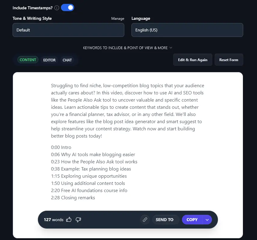 A Video Description Generated by the AI YouTube Description Tool