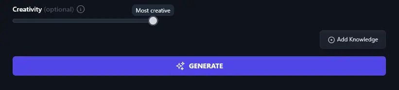 Adjusting the Creativity Level of the Video Description, Using the Creativity Slider