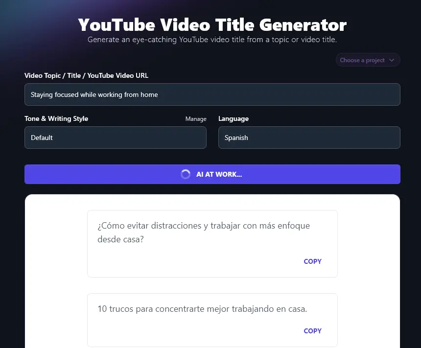 Using Spanish for the Titles Generated By the AI YouTube Video Title Generator