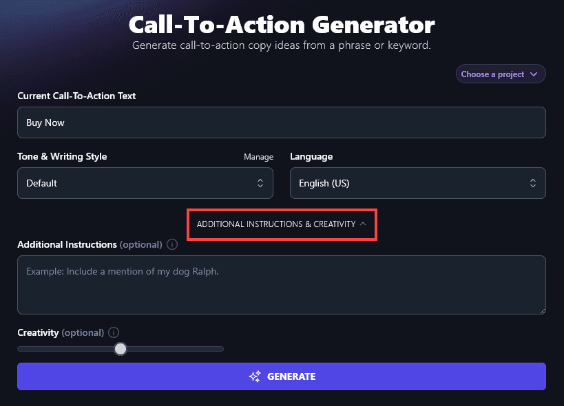 Opening Up the Advanced Options in the CTA Generator Tool