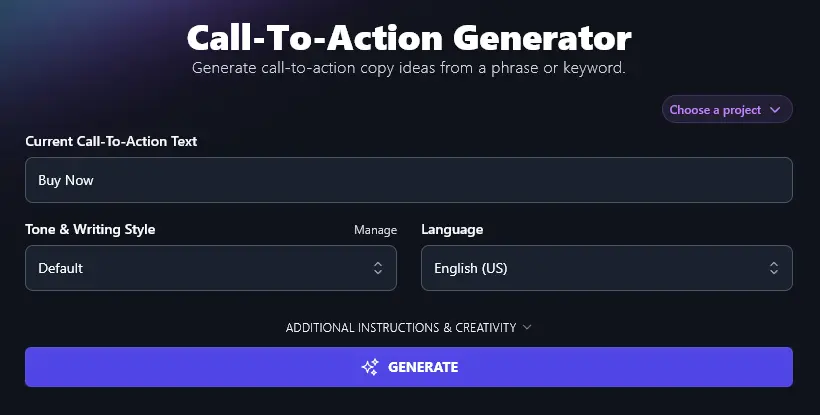Entering Your Current CTA into the Call-to-Action Generator